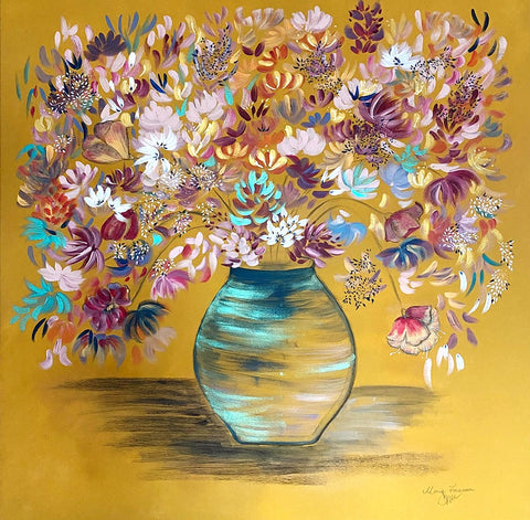Pictură florală originală Blooms in Vase