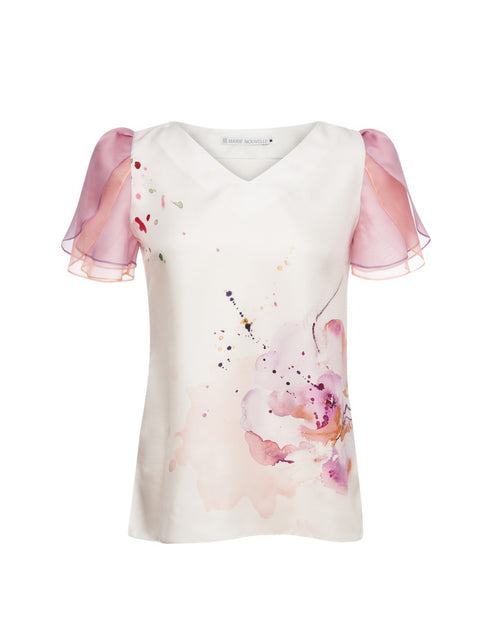Bluză din mătase Soft Pink Watercolour