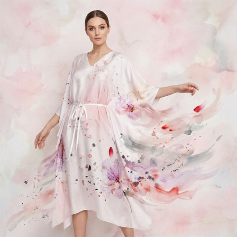 Rochie caftan mătase Watercolour