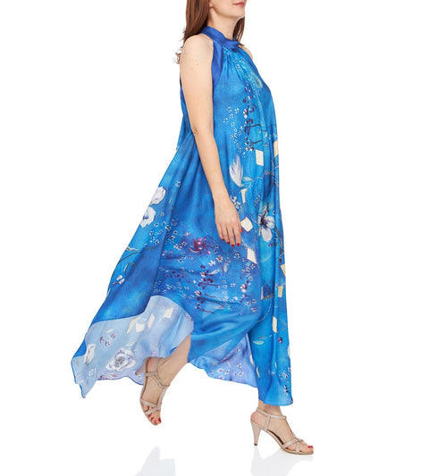 Rochie lunga matase Indigo Essence
