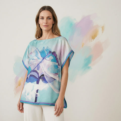 Bluză caftan din mătase Wings