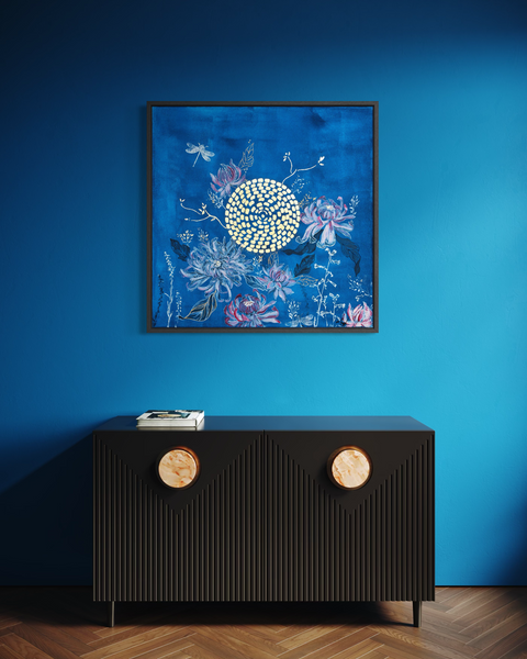 Pictură florală originală Golden Flux