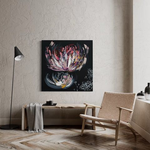 Pictură  originală abstractă Moonlit Blossom
