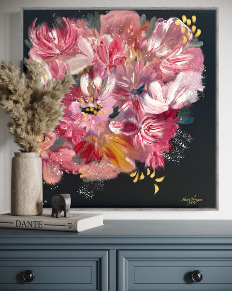 Pictură florală abstractă originală Blossom Dance