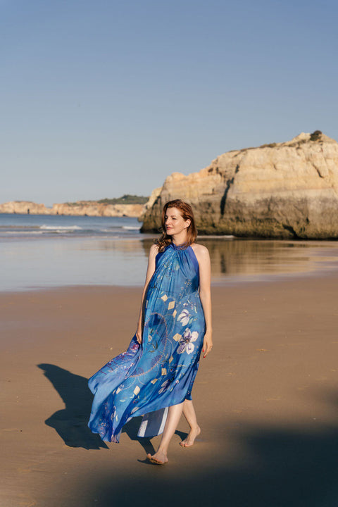 Rochie lunga matase Indigo Essence