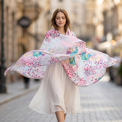 Eșarfă din mătase Peacock