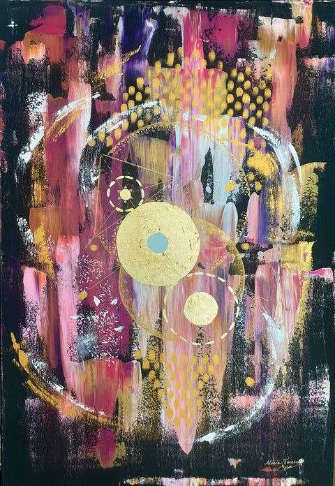 Pictură abstractă originală Cosmic Canvas