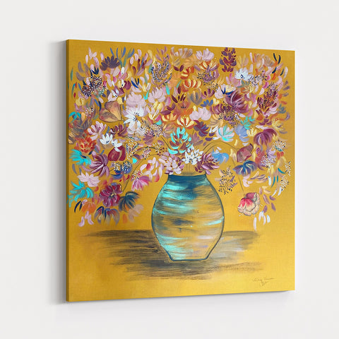 Pictură florală originală Blooms in Vase